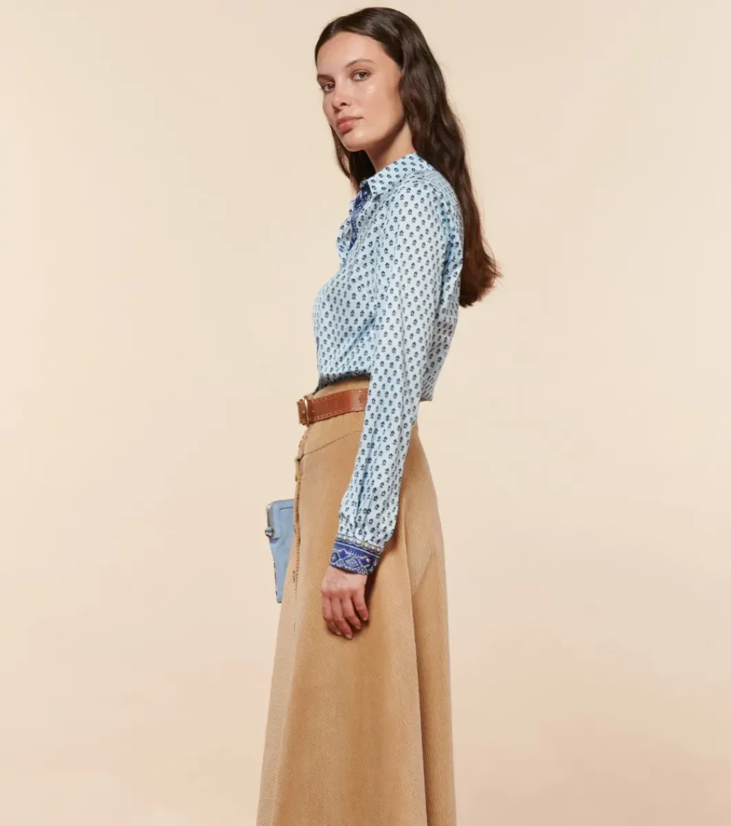 Femme Souleiado Chemises & Blouses | Chemise SLIM ELINA Petit Sapin ciel beige