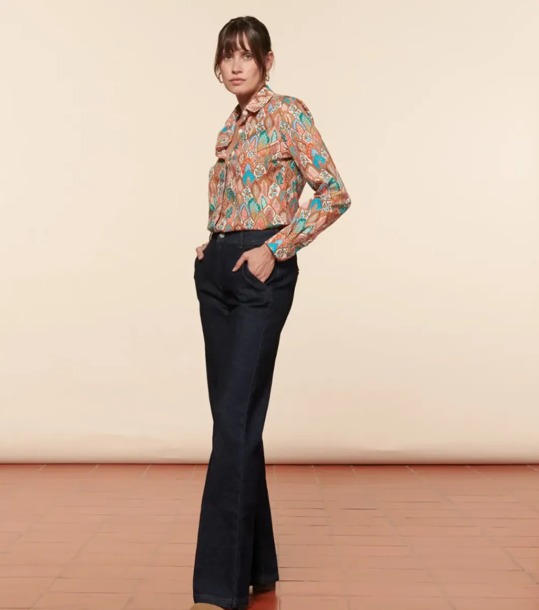 Femme Souleiado Chemises & Blouses | Chemise SLIM ELINA Plume aqua orange