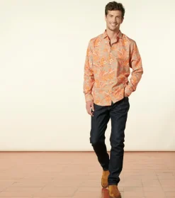Homme Souleiado Chemises | Chemise SLIM Fleurs de Nimes turquoise orange