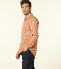 Homme Souleiado Chemises | Chemise SLIM Fleurs de Nimes turquoise orange