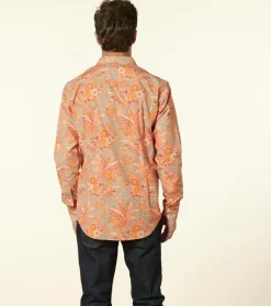 Homme Souleiado Chemises | Chemise SLIM Fleurs de Nimes turquoise orange