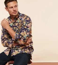Homme Souleiado Chemises | Chemise SLIM MILO Héron nuit ocre