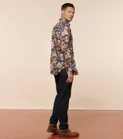 Homme Souleiado Chemises | Chemise SLIM MILO Héron nuit ocre