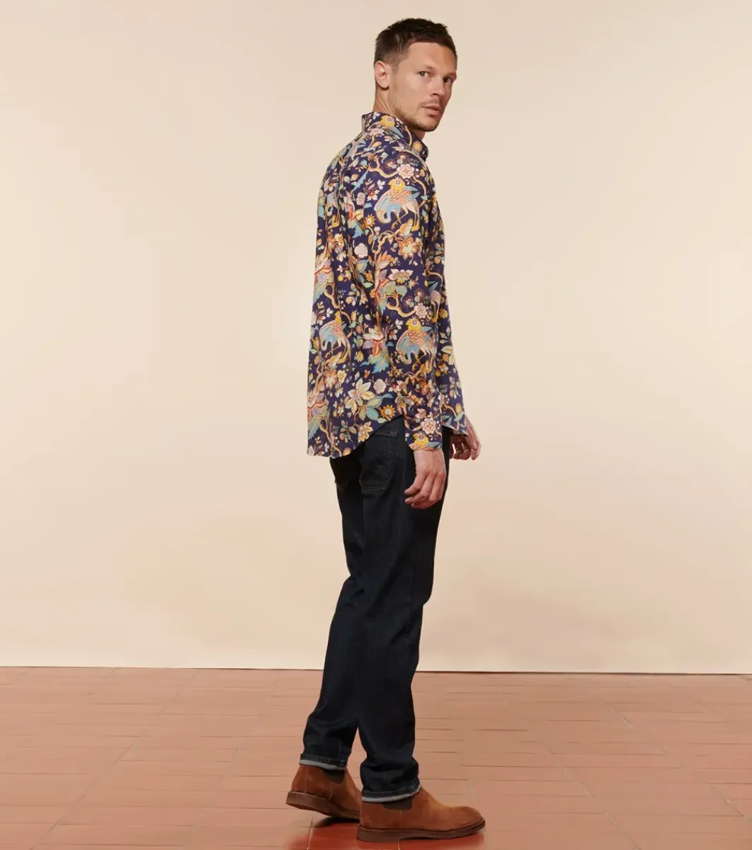 Homme Souleiado Chemises | Chemise SLIM MILO Héron nuit ocre