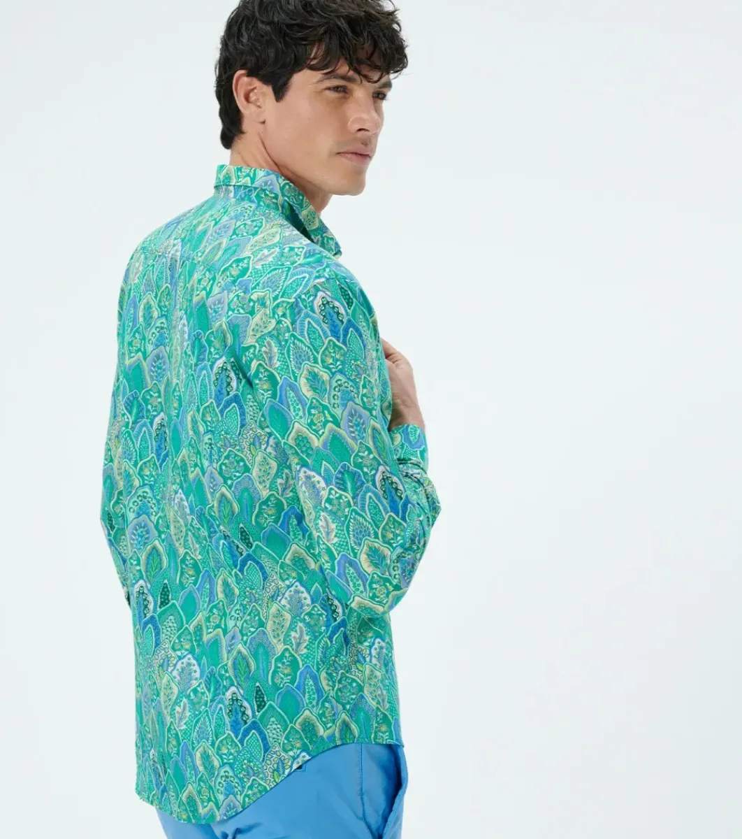 Homme Souleiado Chemises | Chemise SLIM Plume vert d'eau