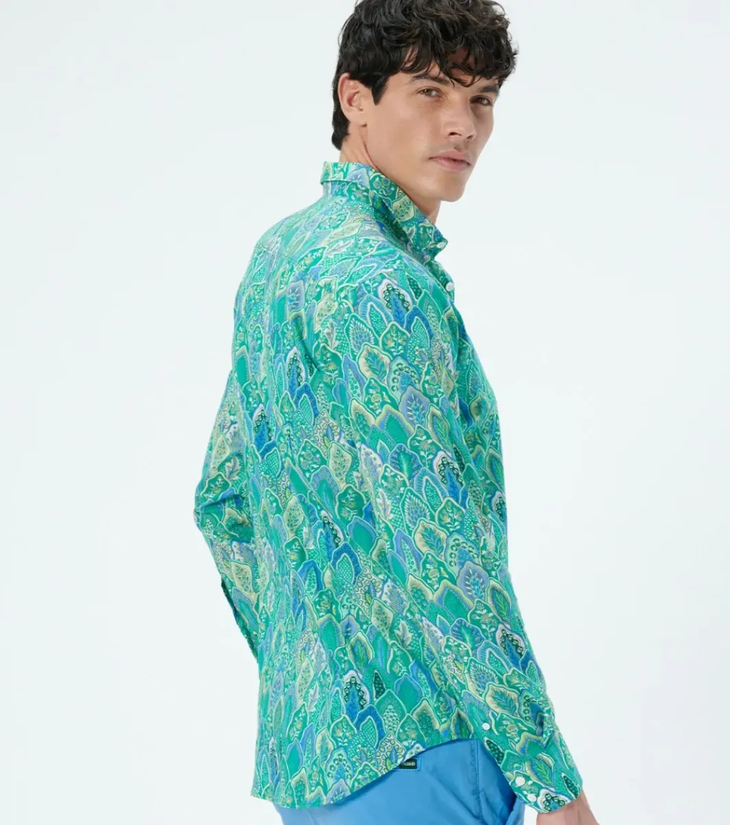 Homme Souleiado Chemises | Chemise SLIM Plume vert d'eau