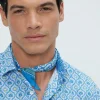 Homme Souleiado Chemises | Chemise SLIM Trèfles ciel anis