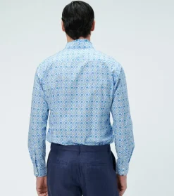 Homme Souleiado Chemises | Chemise SLIM Trèfles ciel anis