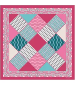 Femme Souleiado Châle | Toute La Collection | Châle en soie MADEMOISELLE BURLES rose turquoise 135 x 135 cm