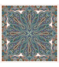 Femme Souleiado Châle | Toute La Collection | Châle laine et soie CACHEMIRE écru multico 140 x 140 cm