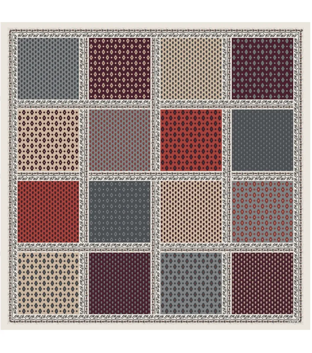 Femme Souleiado Châle | Toute La Collection | Châle laine et soie ITALIENNE Gris & Bordeaux 135 x 135 cm