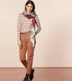 Femme Souleiado Châle | Toute La Collection | Châle laine et soie ITALIENNE Gris & Bordeaux 135 x 135 cm