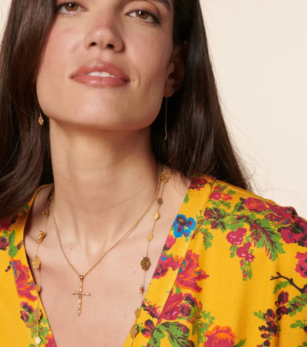 Femme Souleiado Bijoux | Collier Croix ARLÉSIENNE fine