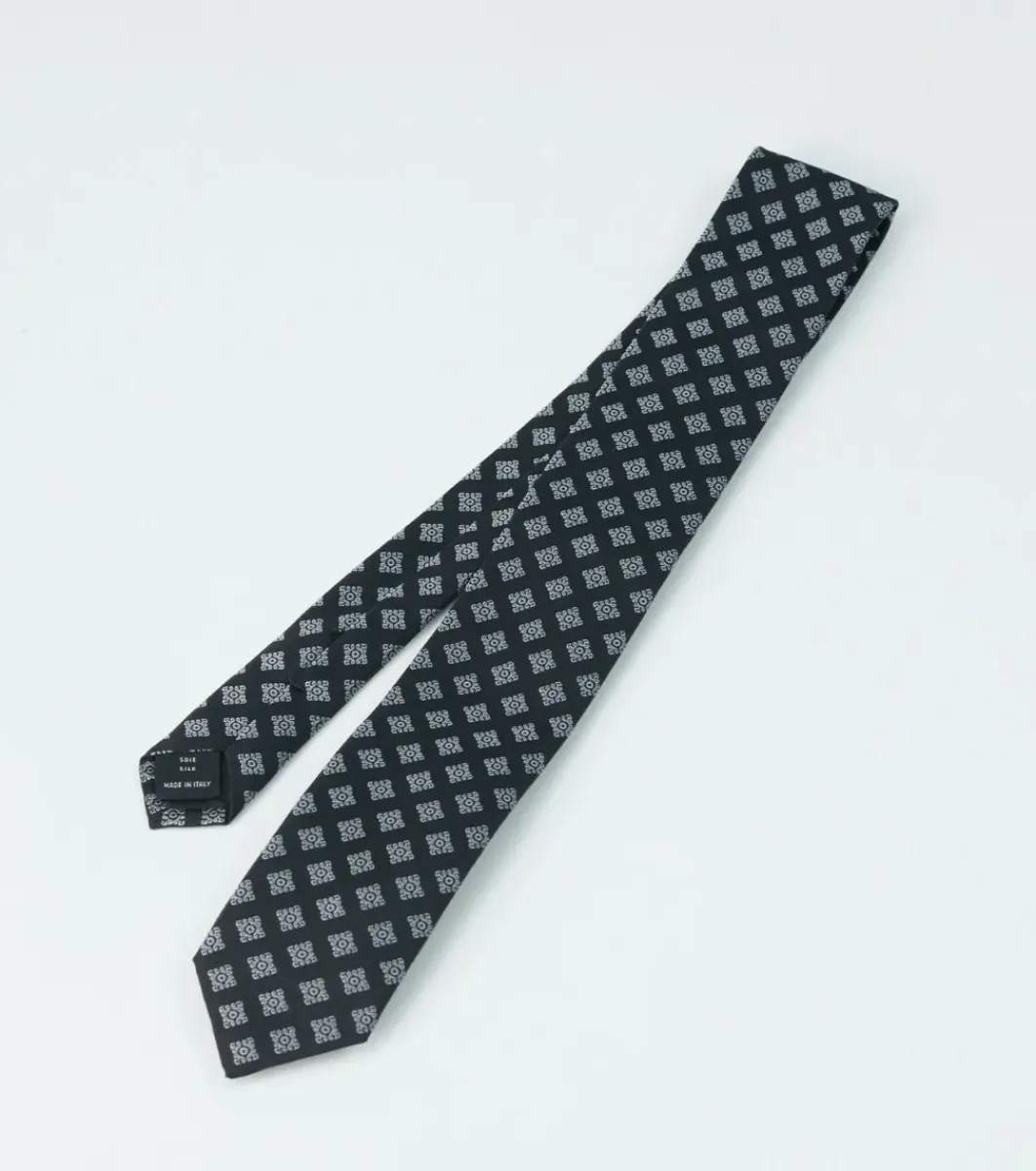 Homme Souleiado Cravates | Cravate en soie jacquard CALISSON noir et gris