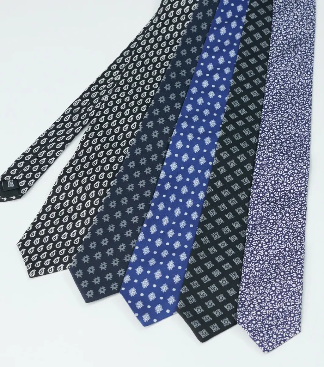 Homme Souleiado Cravates | Cravate en soie jacquard CALISSON noir et gris