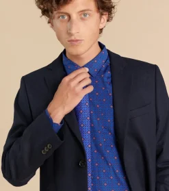 Homme Souleiado Cravates | Cravate en twill de soie ZIBO bleu vif