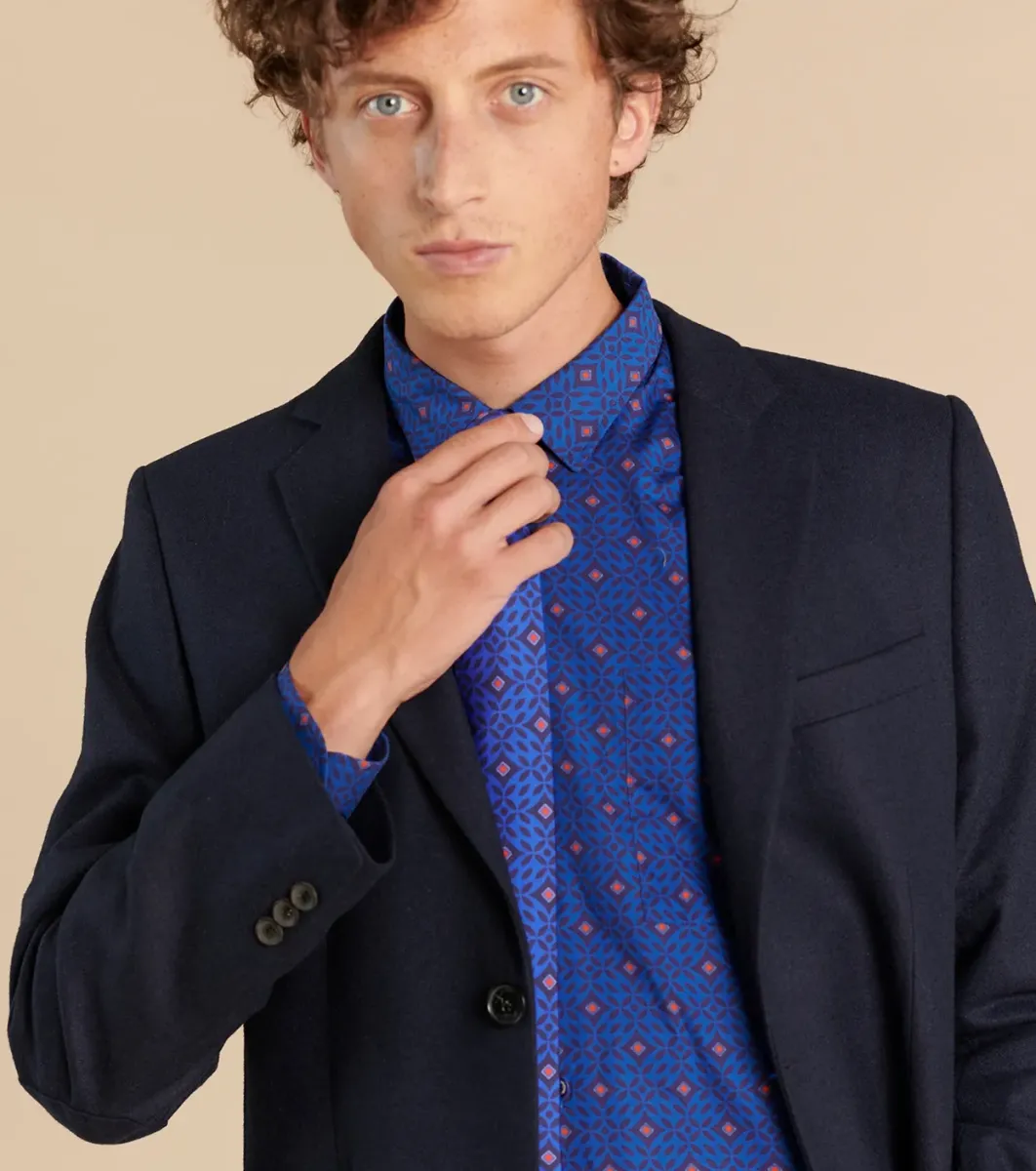 Homme Souleiado Cravates | Cravate en twill de soie ZIBO bleu vif