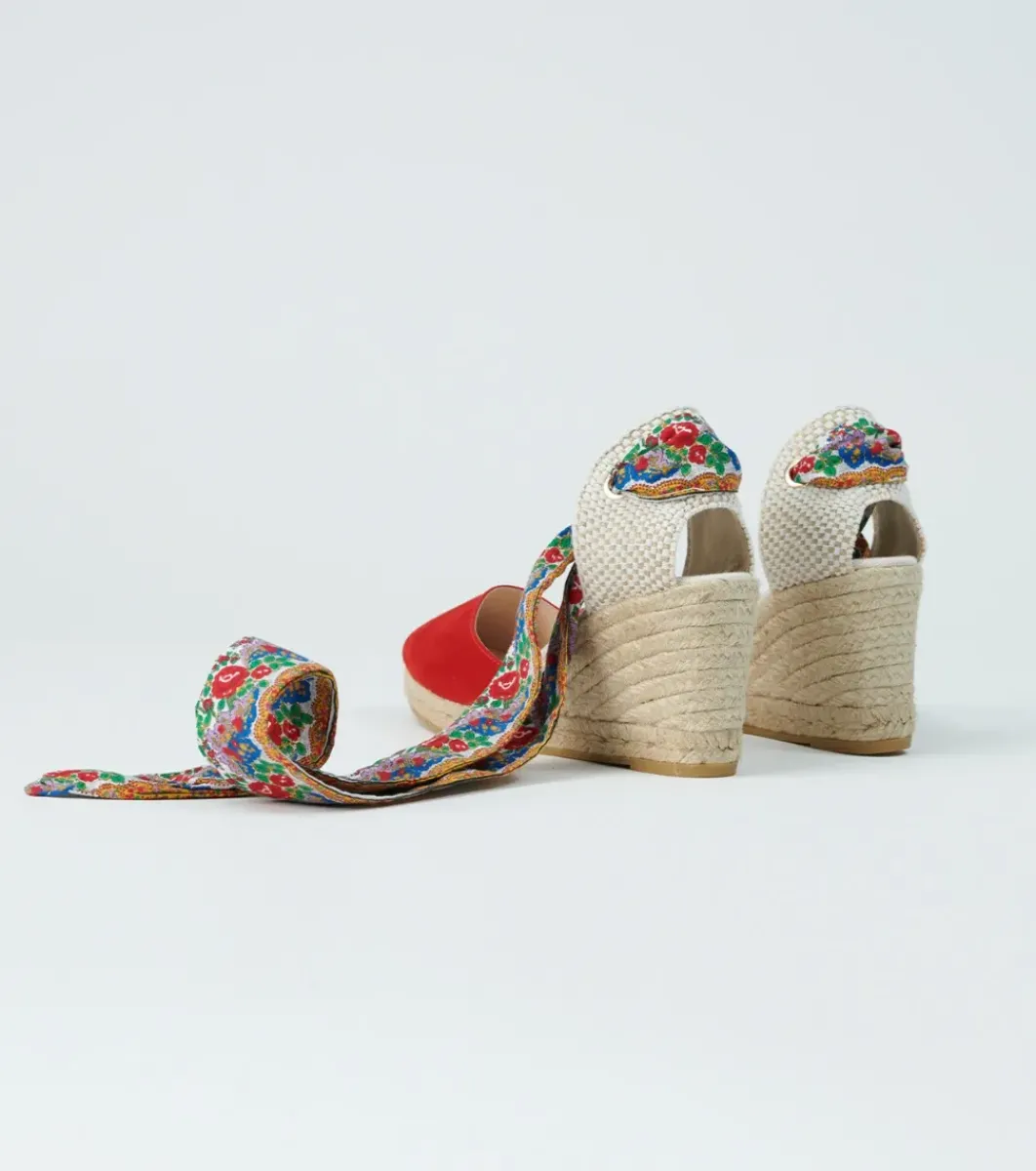 Femme Souleiado Chaussures | Espadrilles DULCE rouge Frise Grosse Rose blanc rouge