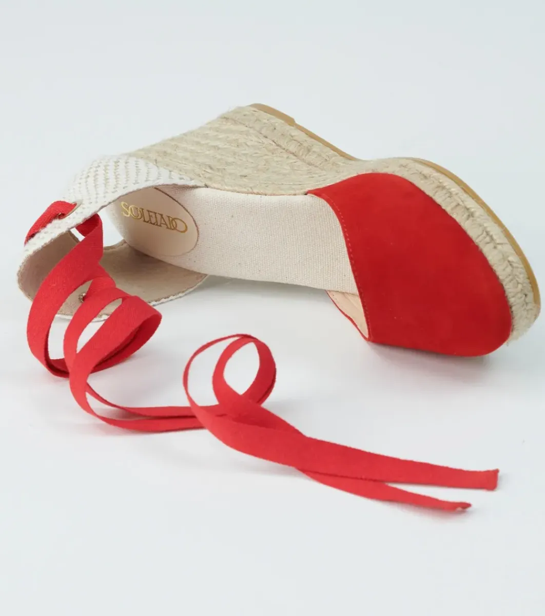 Femme Souleiado Chaussures | Espadrilles DULCE rouge Frise Grosse Rose blanc rouge