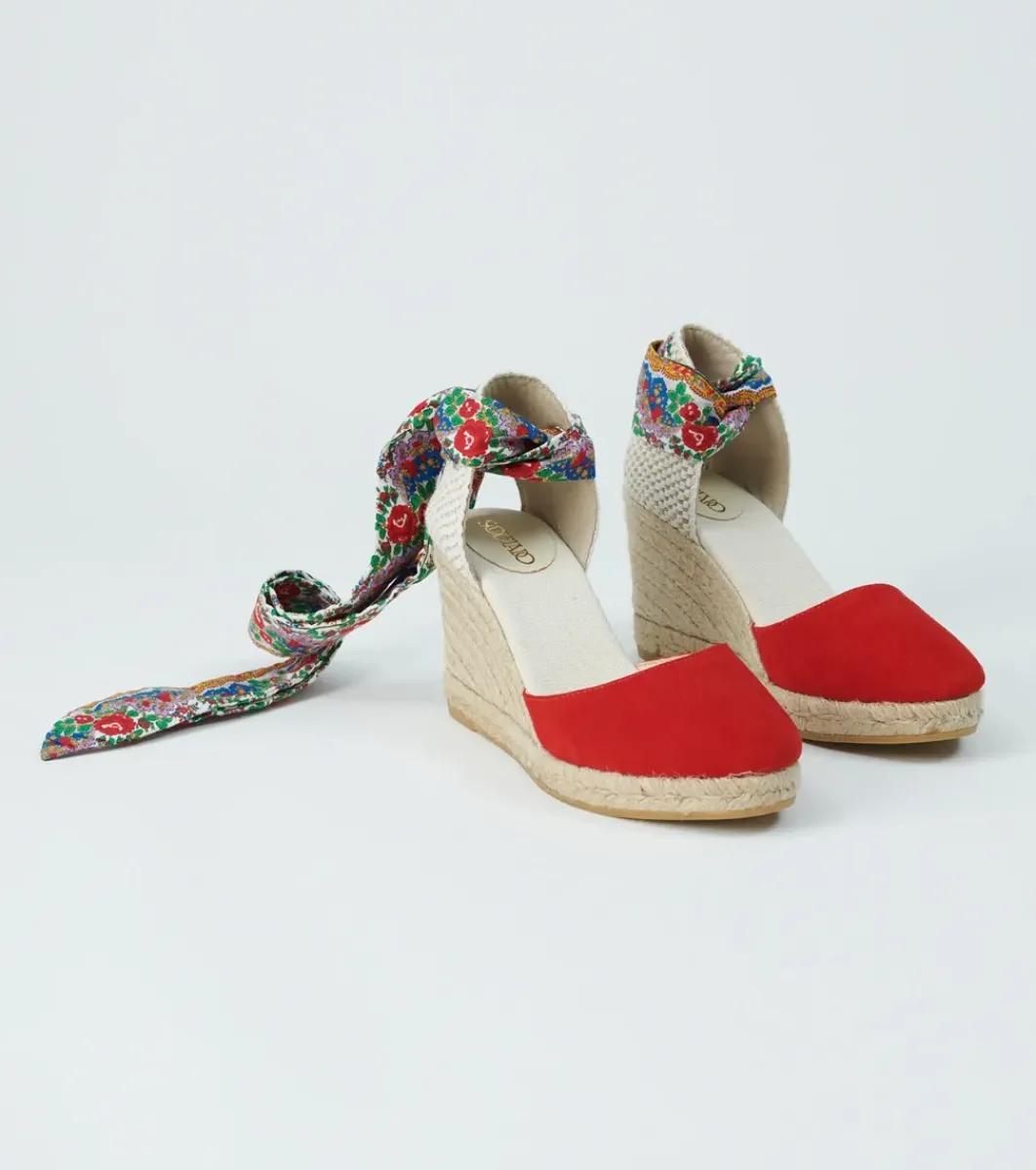 Femme Souleiado Chaussures | Espadrilles DULCE rouge Frise Grosse Rose blanc rouge