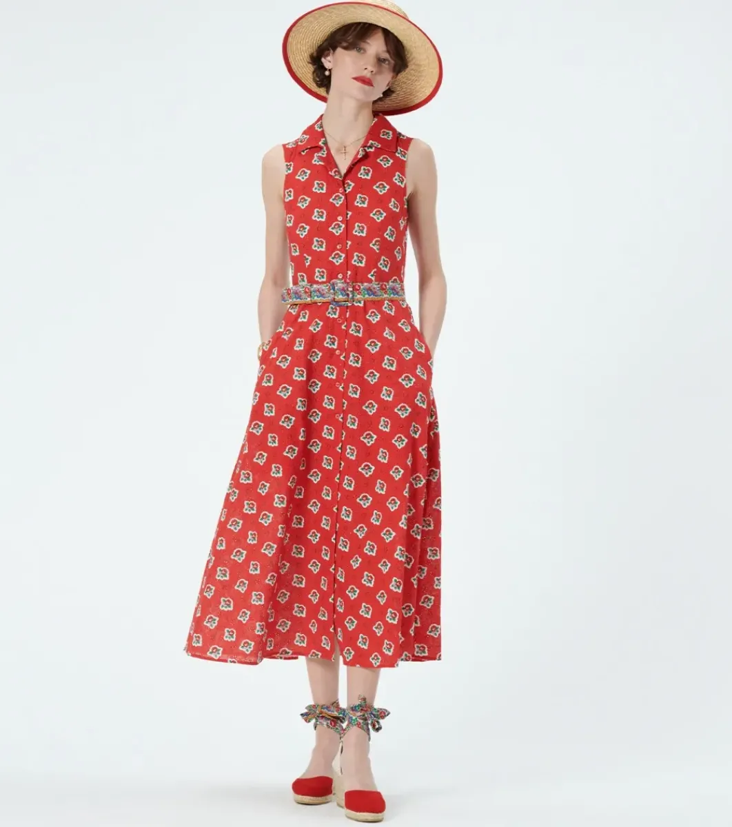 Femme Souleiado Chaussures | Espadrilles DULCE rouge Frise Grosse Rose blanc rouge