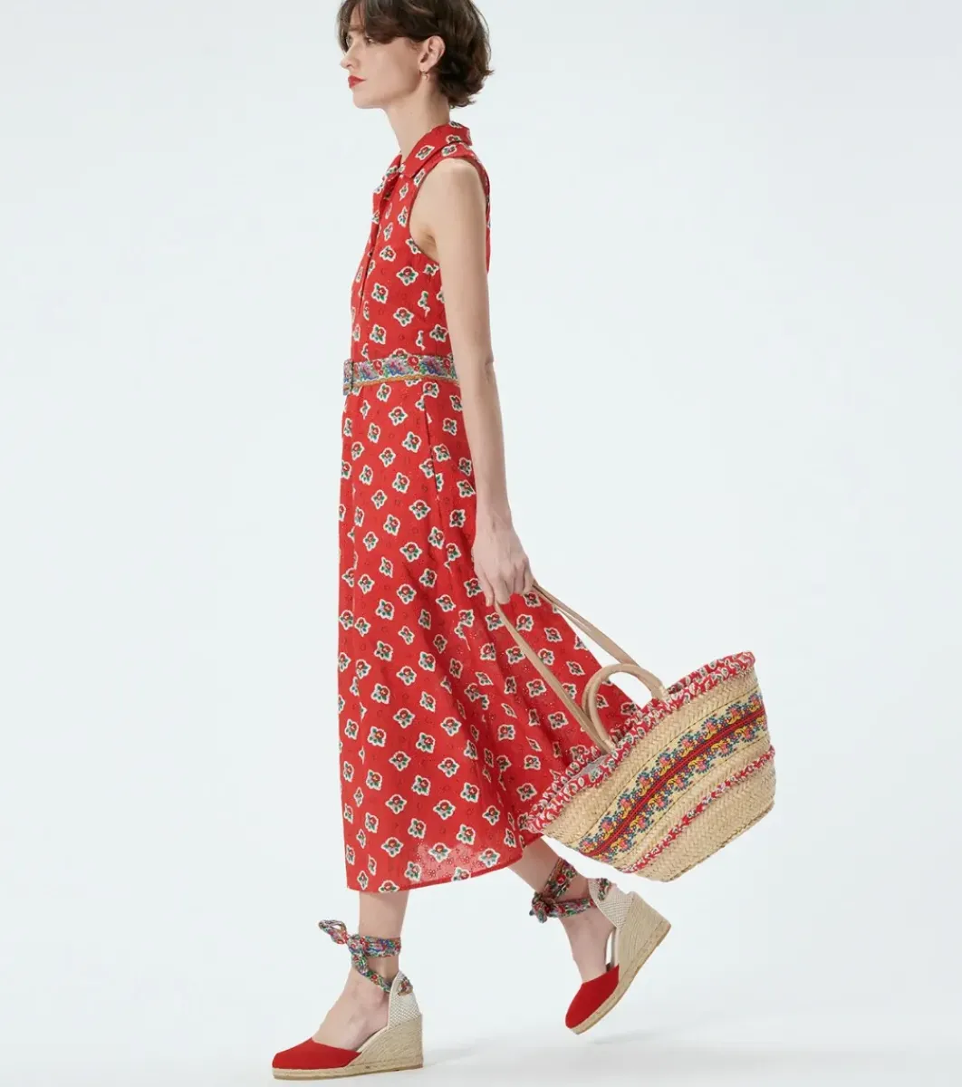 Femme Souleiado Chaussures | Espadrilles DULCE rouge Frise Grosse Rose blanc rouge