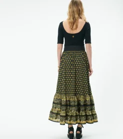 Femme Souleiado Jupes | Jupe BRUNA Scarabée noir ocre