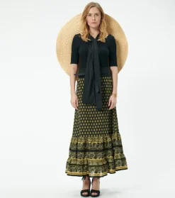 Femme Souleiado Jupes | Jupe BRUNA Scarabée noir ocre