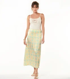 Femme Souleiado Jupes | Jupe ELLA Sault ocre turquoise