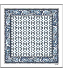Femme Souleiado Carré Coton | Toute La Collection | Mouchoir coton LA MOUCHE bleu et blanc 45 x 45 cm