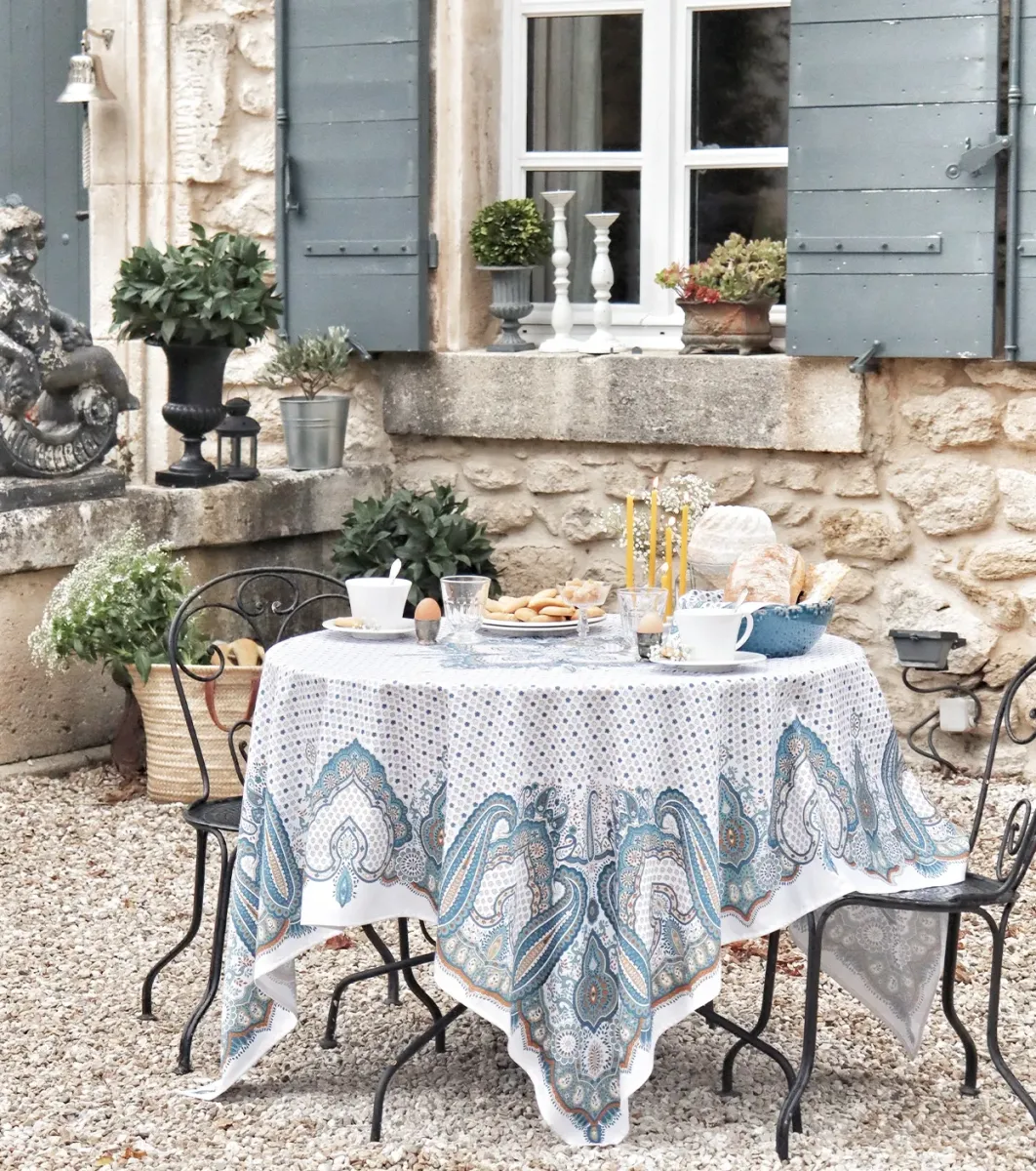 Souleiado Nos Tables Automnales | Nappe carrée SERVANES blanc