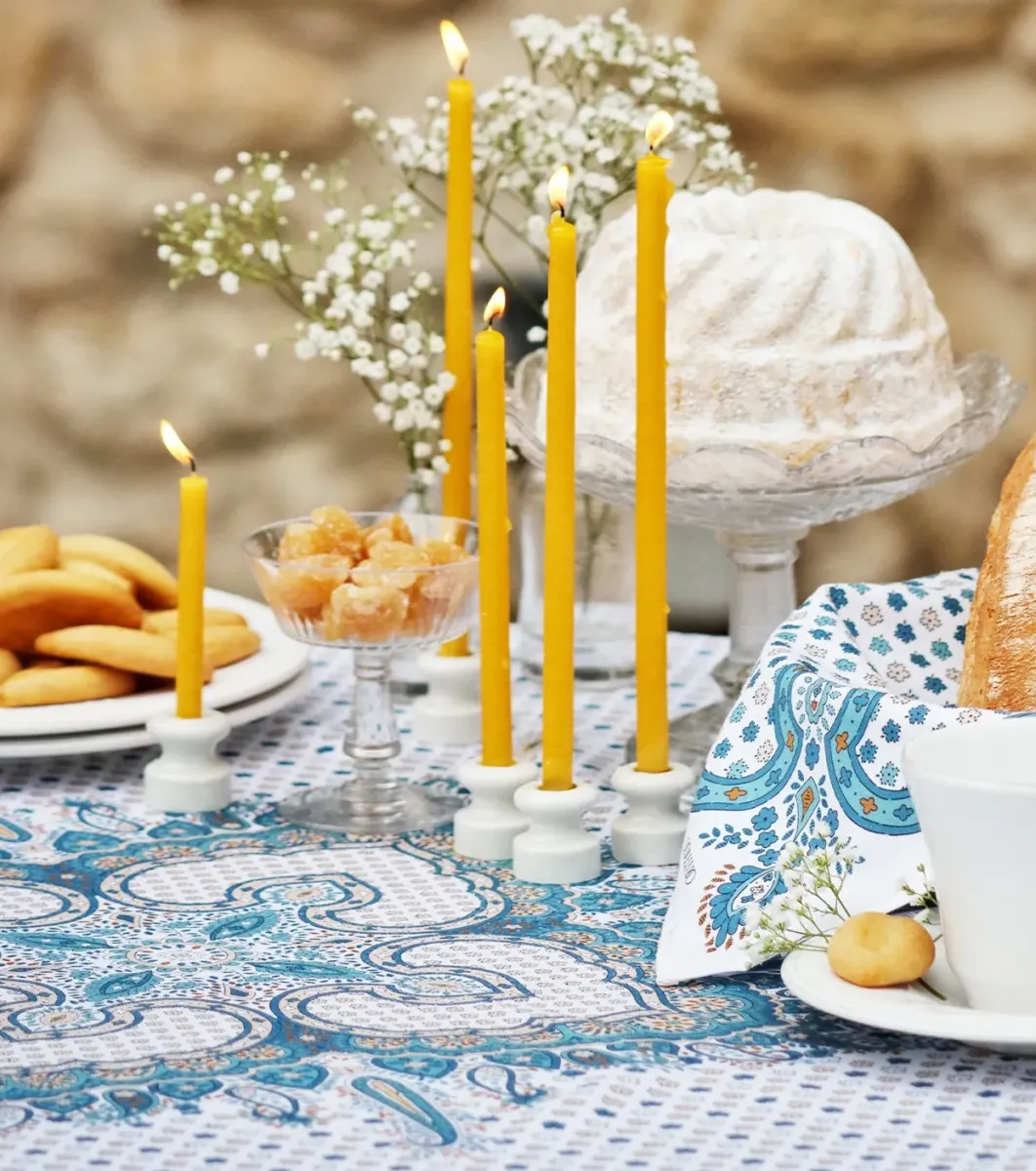 Souleiado Nos Tables Automnales | Nappe carrée SERVANES blanc