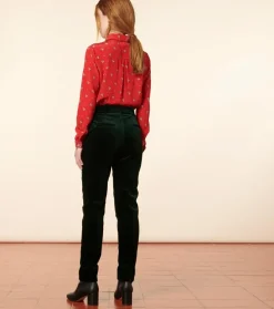 Femme Souleiado Pantalons | Pantalon BERTILLE Velours vert