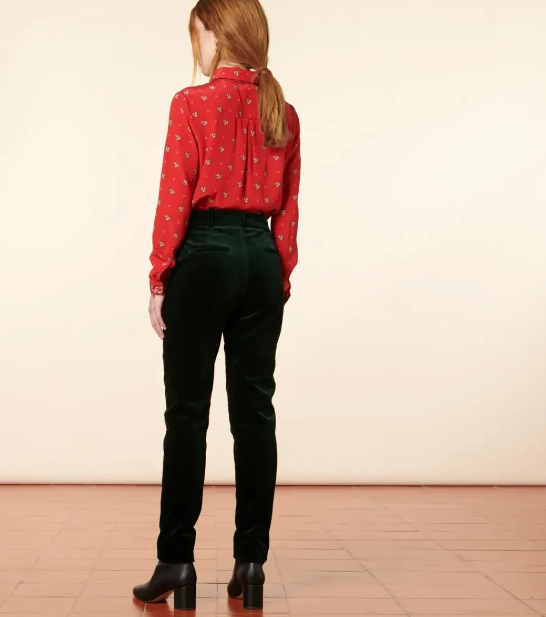Femme Souleiado Pantalons | Pantalon BERTILLE Velours vert