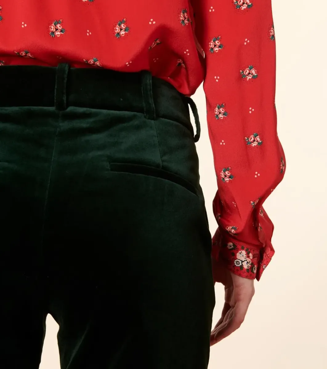 Femme Souleiado Pantalons | Pantalon BERTILLE Velours vert