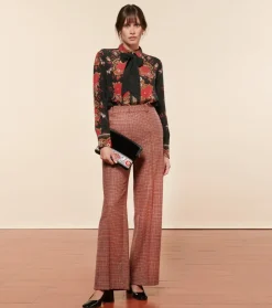 Femme Souleiado Pantalons | Pantalon PRISCA Pied de poule beige rouge