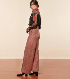 Femme Souleiado Pantalons | Pantalon PRISCA Pied de poule beige rouge