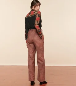 Femme Souleiado Pantalons | Pantalon PRISCA Pied de poule beige rouge