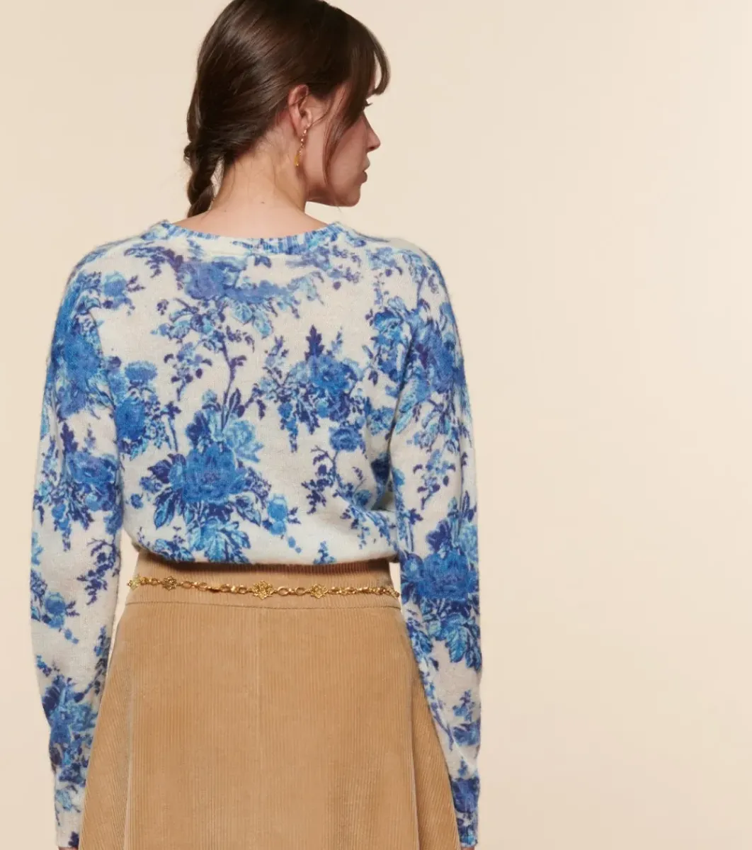 Femme Souleiado Pulls & Cardigans | Pull LISA Jardins de Saint Rémy écru bleu