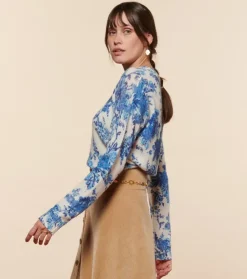 Femme Souleiado Pulls & Cardigans | Pull LISA Jardins de Saint Rémy écru bleu