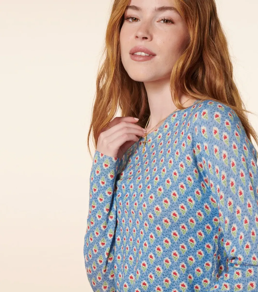 Femme Souleiado Pulls & Cardigans | Pull PERLA Fleur des Champs rouge bleu