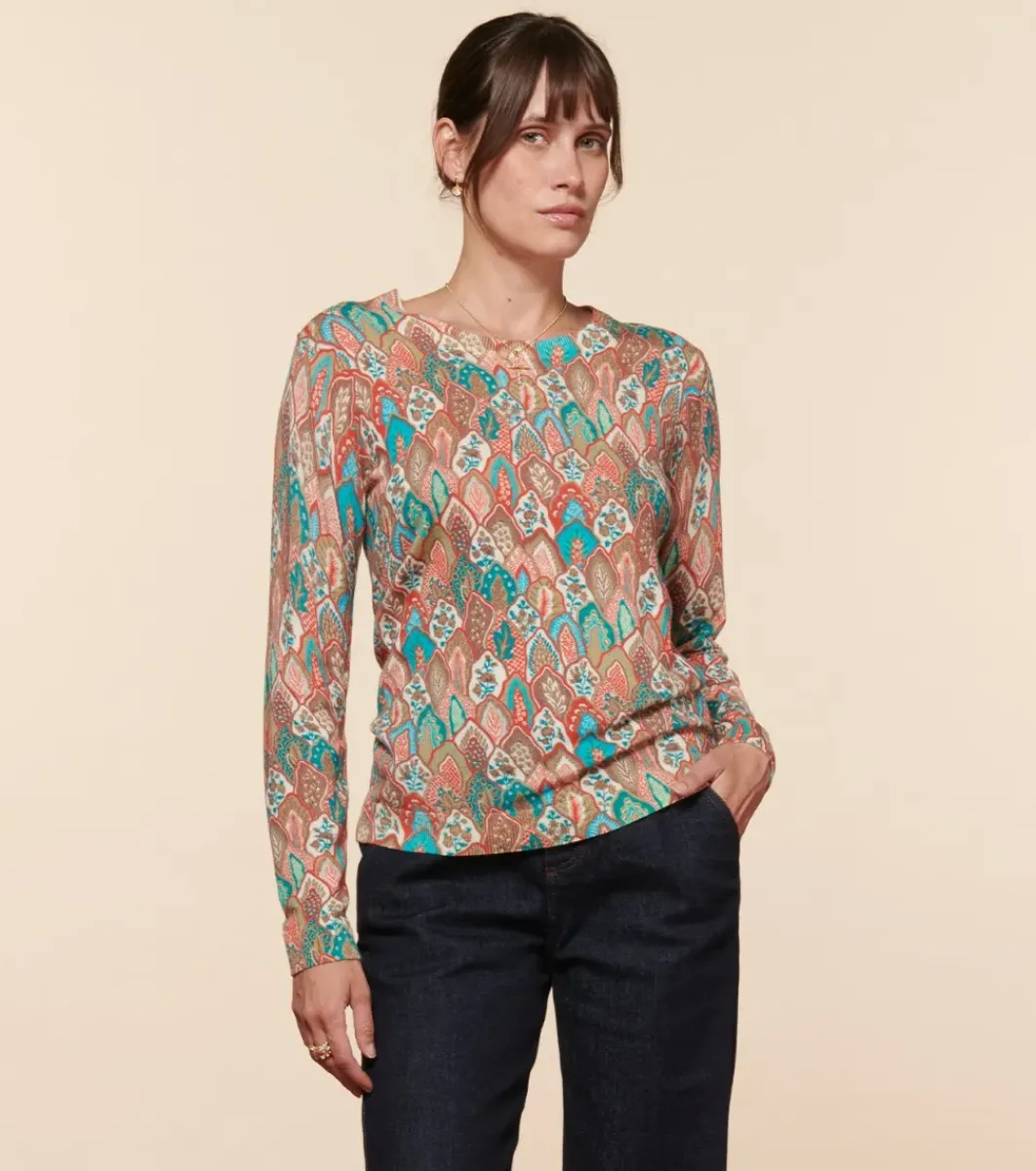 Femme Souleiado Pulls & Cardigans | Pull PERLA Plume aqua orange