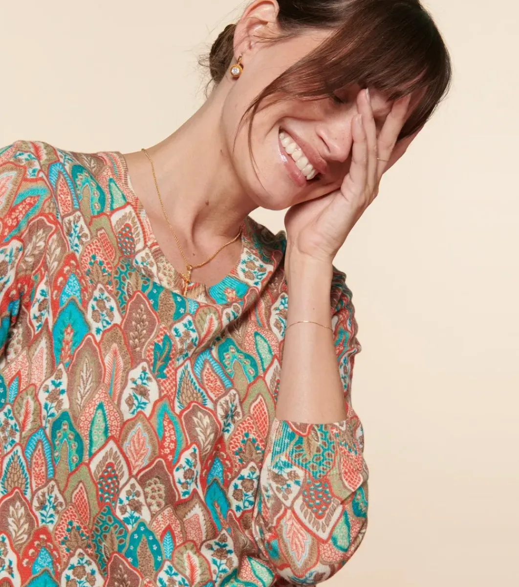Femme Souleiado Pulls & Cardigans | Pull PERLA Plume aqua orange