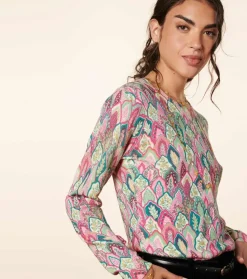 Femme Souleiado Pulls & Cardigans | Pull PERLA Plume émeraude rose