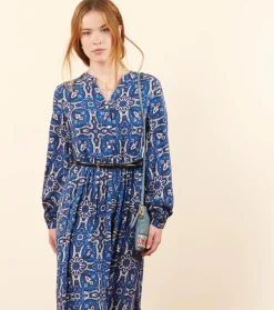 Femme Souleiado Robes | Robe BJORK Azulejos bleu blanc