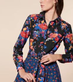 Femme Souleiado Robes | Robe CONSTANCE Les Jardins de Saint Rémy noir bleu