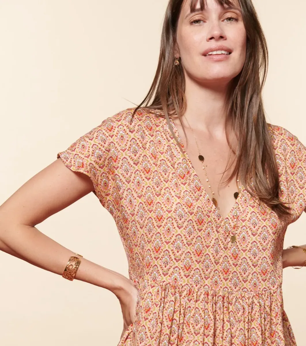Femme Souleiado Robes | Robe JACQUELINE Tania corail