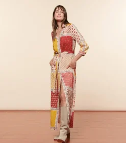Femme Souleiado Robes | Robe LAVANDOU L'Italienne rouge abricot