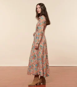 Femme Souleiado Robes | Robe MARIGOLD Plume aqua orange