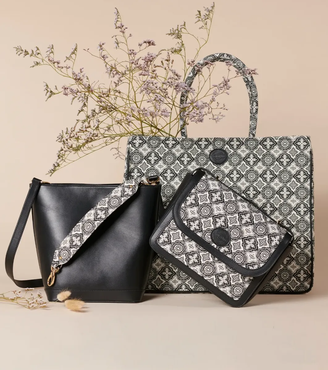Femme Souleiado Sacs | Sac NINO Mosaïque noir écru